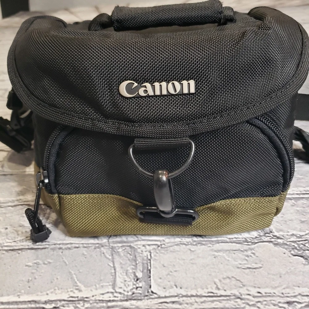 Canon Camera Bag Padded SLR Multi Strap Black & Green Carry Tote Shoulder Case